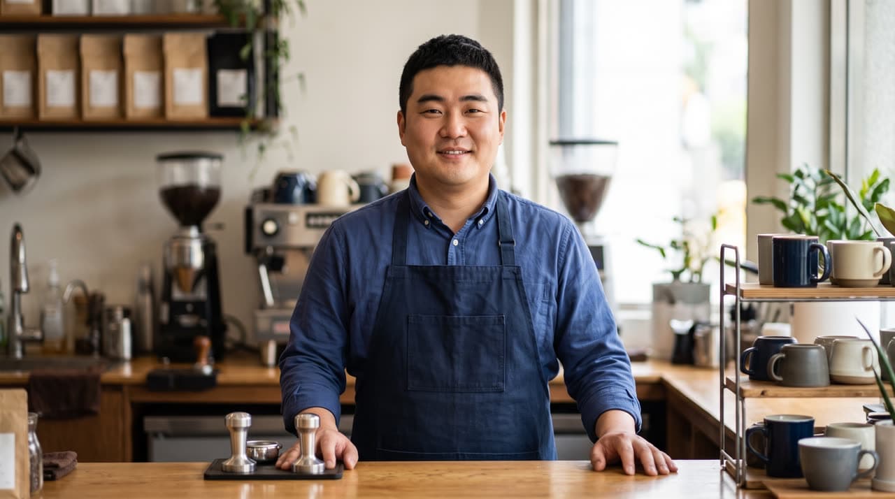 카페 운영자 수강생을 표현한 인물 이미지