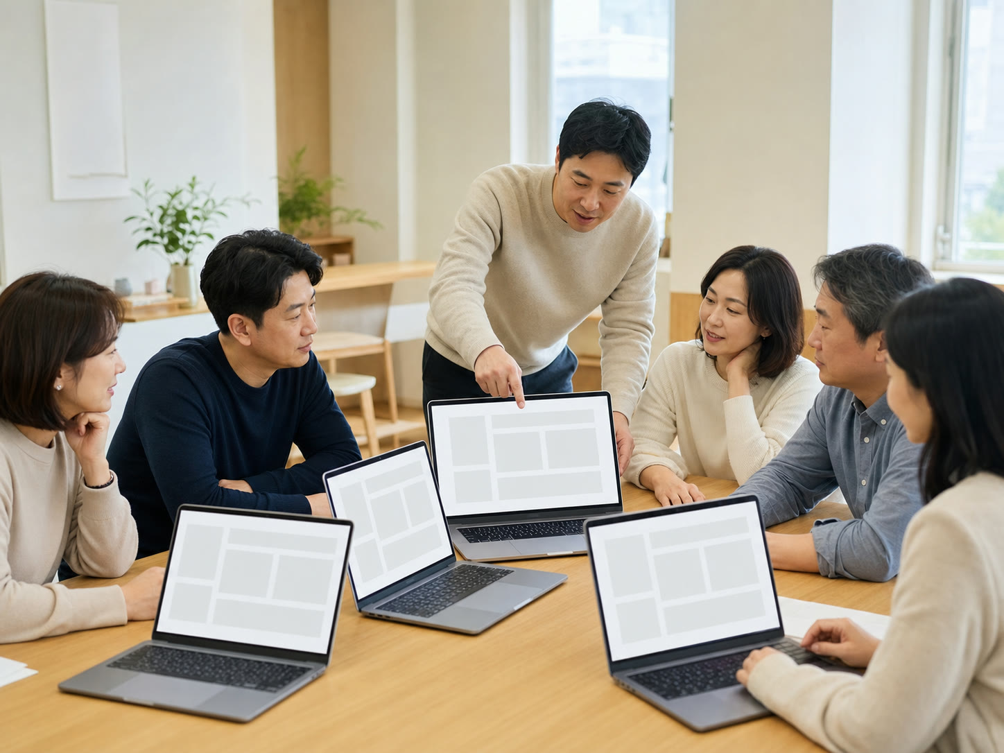 교육 현장에서 노트북으로 블로그 글을 함께 살펴보는 예시 이미지