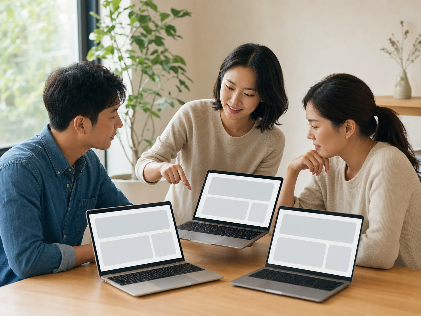 대면 교육 자리에서 자신의 페이지를 함께 살펴보는 예시 이미지